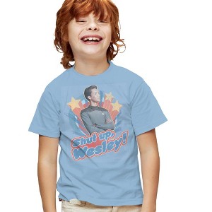 Boys' Star Trek Shut Up Wesley T-Shirt Light Blue X Large - 1 of 4