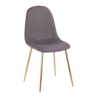 Set of 2 Gold Steel & Charcoal Fabric Contemporary Dining Chairs