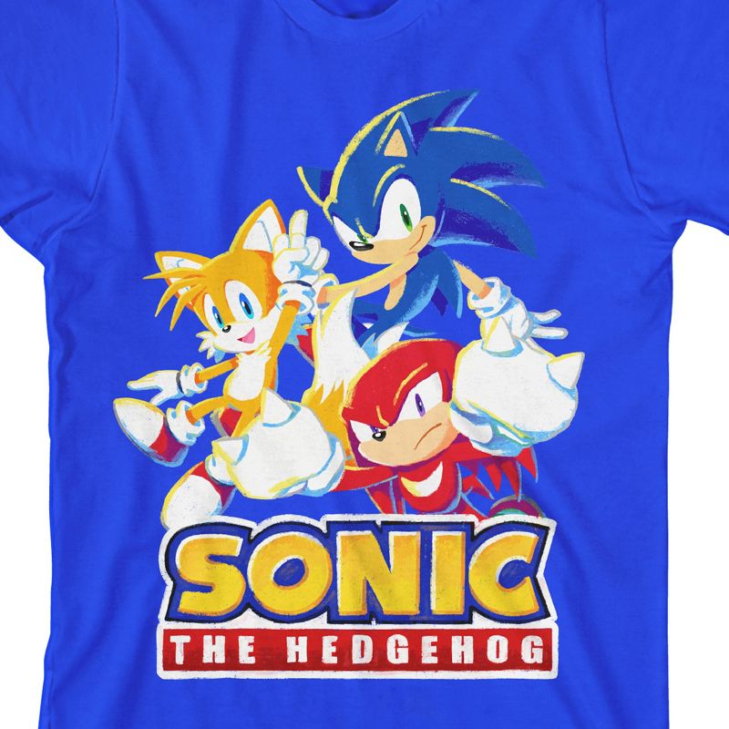 Sonic the Hedgehog Modern Characters With Logo Youth Boy's Royal Blue T-Shirt, 2 of 4