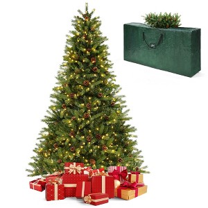 Tangkula 7 FT Pre-Lit New PE & PVC Christmas Tree 3-Minute Quick Shape with Storage Bag - 1 of 4
