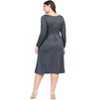 Plus Size Long Sleeve Fit and Flare Midi Dress - 24seven Comfort Apparel™ - 3 of 4