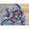 Anna-Kaci Womens Silvery Tone Violet Purple Colored Rhinestones Floral Two Flower Brooch Pin - Multicolor - 2 of 4