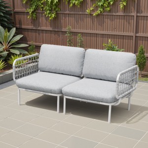 Crestlive Products 2PC Outdoor Rattan Design Patio Sofa with Cushion for Balcony Lawn - 1 of 4