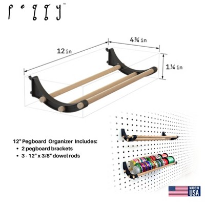 White and Natural Wood Pegboard Organizer Kit for Crafts and Storage