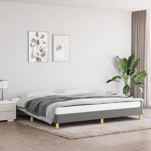 vidaXL Contemporary King Bed Frame, Dark Gray Fabric, Modern Design, Engineered Wood, Plywood - 1 of 4