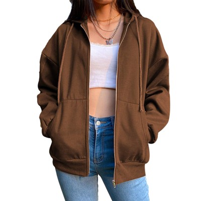 Coolmee Women's Fleece Lined Zip Up Hoodies Casual Hooded Jacket Workout Full Zip Sweatshirts with Pocket