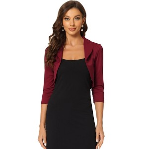 INSPIRE CHIC Women's Elegant Evening Wedding Lapel Collar Bolero Shrugs - 1 of 4