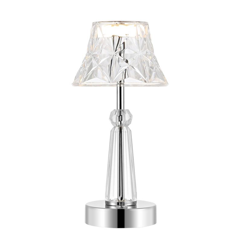 11.5&#34; Madelyn Bohemian Classic Acrylic Rechargeable Integrated LED Table Lamp Clear/Chrome - JONATHAN Y, 1 of 11