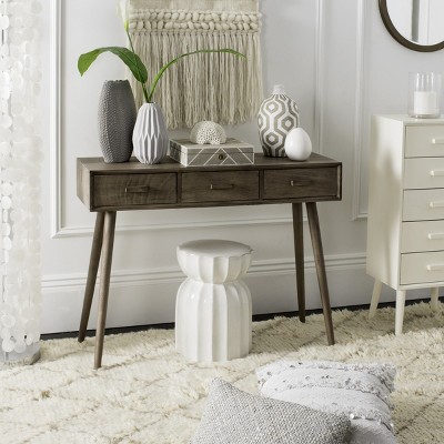 Desert Brown Mid-Century Wood Console Table with Storage