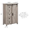 SinCiDo Farmhouse Modern 5 Drawer Tall Dresser w/Sliding Barn Door, Storage Organizer Dresser for Bedroom, Living Room & Kids Room - 2 of 4