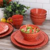 Elama Malibu Sea Glass 16-Piece Dinnerware Set in Dark Green - 2 of 4