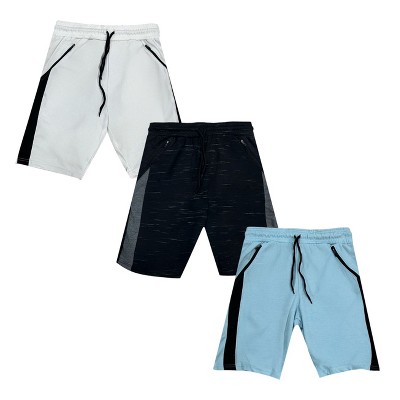 Men's 3 Pack Ultra Soft Fleece Cotton Dual Zippered Pocket Shorts