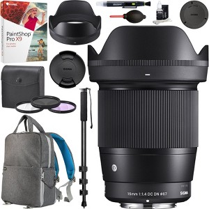 Sigma 16mm f1.4 DC DN Contemporary Lens for Sony E-Mount 67mm Filter Backpack Bundle - 1 of 4