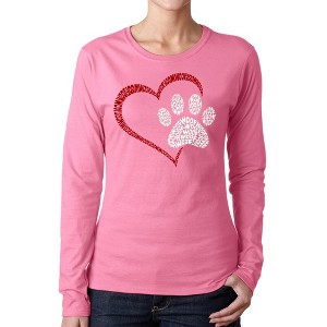 LA Pop Art Paw Heart - Women's Word Art Long Sleeve T-Shirt - 1 of 4