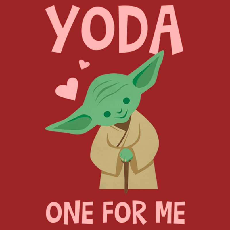 Women's Star Wars Valentine's Day Yoda One for Me Simple T-Shirt, 2 of 5