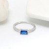 Engagement Ring for Women Emerald Cut Blue Cz Sterling Silver Ginger Lyne Collection - 2 of 4