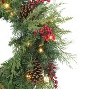 Puleo 24" Pre-Lit Adorned Wreath Battery-Operated Warm White LED Lights - 4 of 4
