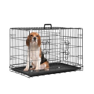 FDW 18-48in Dog Crates for Dogs Folding Mental Wire Crates Dog Kennels Pet Crate with Removable Tray and Handle - 1 of 4