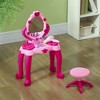 Qaba Kids Vanity Set with Mirror and Stool, Makeup Table with Light, Music, Hair Dryer, Girls Pretend Play Toys for 3-6 Years - 2 of 4