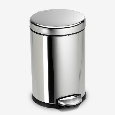 Paaaawaters 4.5 Liter / 1.2 Gallon Round Bathroom Step Trash Can, Brushed Stainless Steel