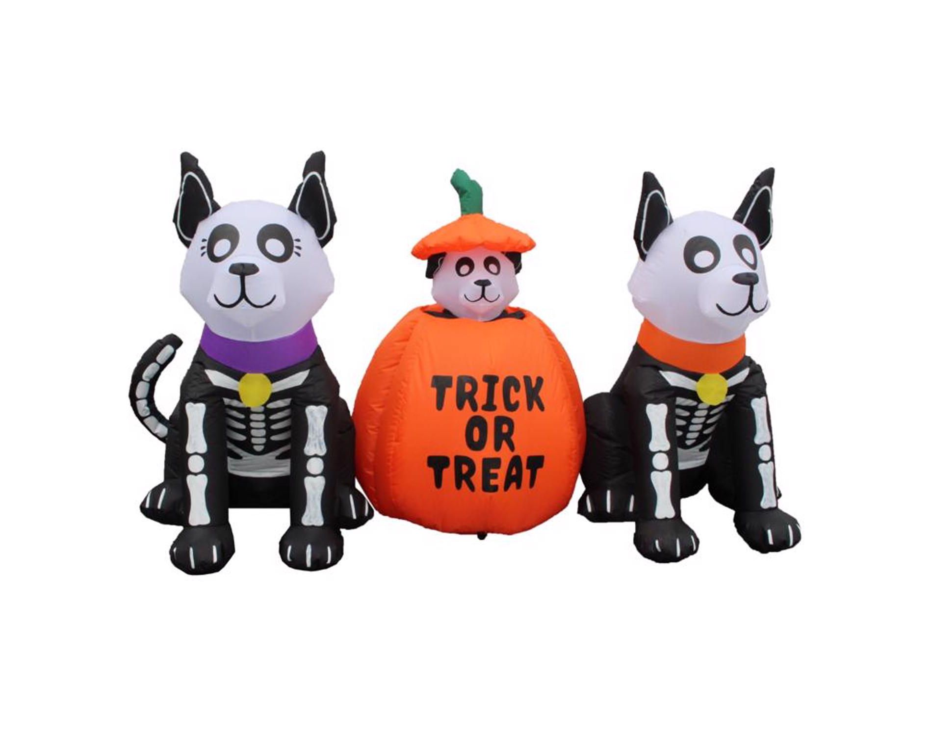 A Holiday Company LED Prelit Inflatable Animated Skeleton Dog Family - 7 ft.