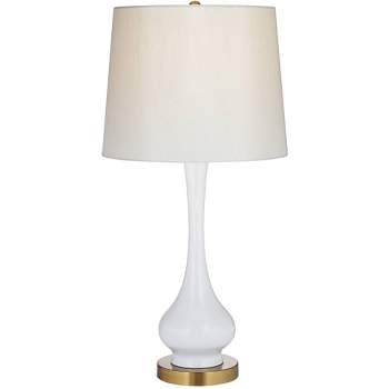 360 Lighting Lula Modern Mid Century Table Lamp 30" Tall White Metal Gourd Off White Drum Shade for Bedroom Living Room Bedside Nightstand Office Home