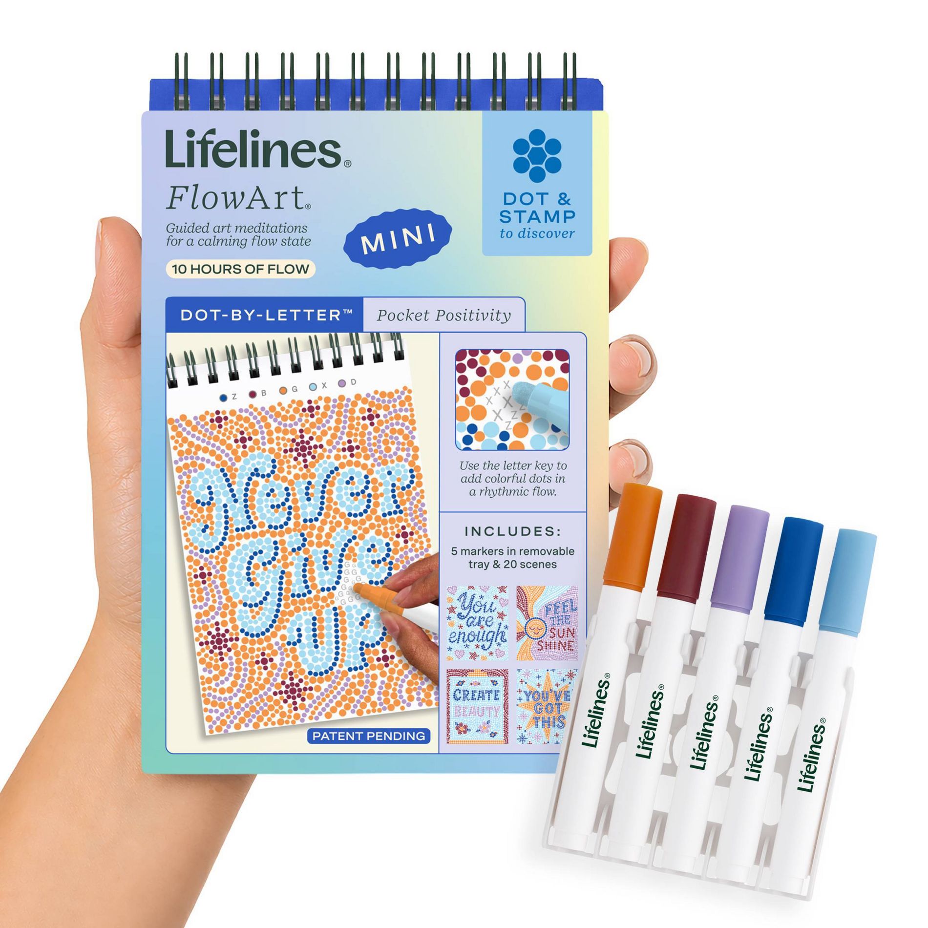 Lifelines FlowArt Mini 1"x4" Pocket Positivity Coloring Activity Book