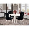 5-Piece Linen White Finish Solid Wood Top - Square Upholstered Dining Room Set - Seats 4 - 2 of 4
