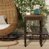 JIONJOY End Table with Wicker Shelf - Rustic Square Side Table with Espresso Tray Top - 2 of 4