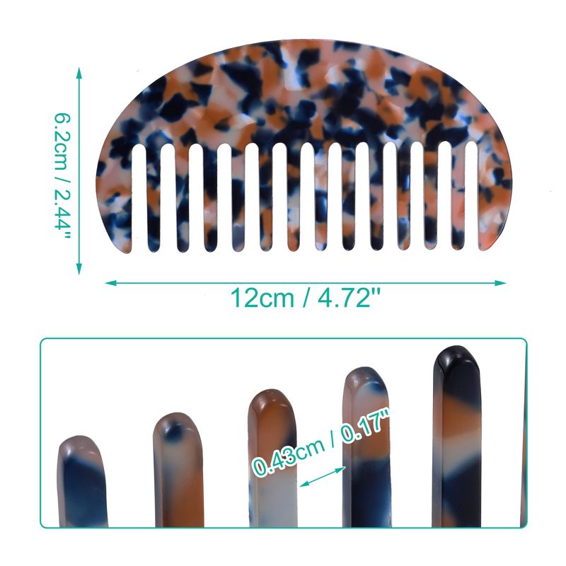 Unique Bargains Anti-Static Hair Comb Wide Tooth for Thick Curly Hair Hair Care Detangling Comb 2 Pcs, 4 of 7