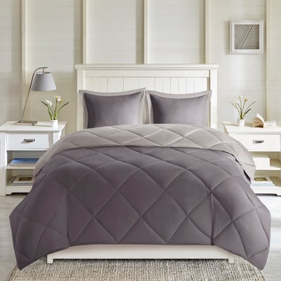 Twin Charcoal/Grey Reversible Down Alternative Comforter Set