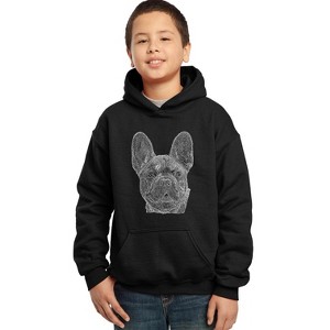 LA Pop Art Boy's Word Art Hooded Sweatshirt - French Bulldog - 1 of 4