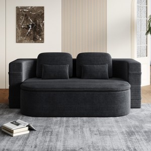 JOYRACER 75" 2-in-1 Convertible Foldable Sofa Bed with Blanket & 4 Pillows, Floor Sleeper Lounge Sofa, Couch for Living Room, Bedroom, Apartment - 1 of 4