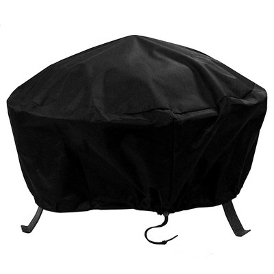 Sunnydaze Outdoor Heavy-Duty Weather-Resistant PVC and 300D Polyester Round Fire Pit Cover with Drawstring and Toggle Closure - 40" - Black