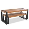 3 Pcs Dining Set, Dining Set with Benches and Table, Dining Set with Acacia Top and Steel Frame, All Weather Use Dining Set-Coolbibila - 4 of 4