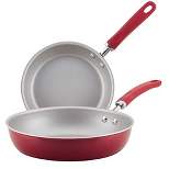 Rachael Ray Create Delicious Nonstick Frying Pan Set / Fry Pan Set / Skillet Set - 9.5 Inch and 11.75 Inch, Red