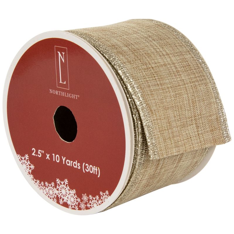 Northlight Burlap Style Wired Craft Ribbon 2.5" x 10 Yards, 1 of 6