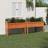 vidaXL Garden Planters with Legs - Wax Brown Solid Pine Wood - 2 Pcs - Outdoor Flower Boxes for Patios, Gardens, Balconies - 43.3"x12.2"x27.6" - 3 of 4