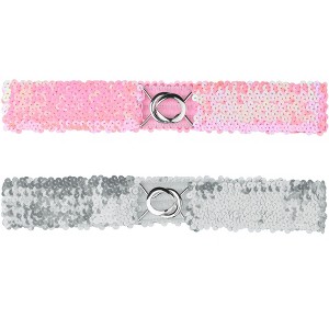 Allegra K Women's Halloween Skinny Stretchy Waist Belts Sequins Decor Elastic Belts for Dresses 2Pcs - 1 of 4