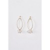 Slickblue Women's Fashion Earrings, Gold Elliptic Hoop with Pearl Dangle, Stud Back Closure, 1.5" Length - 3 of 3
