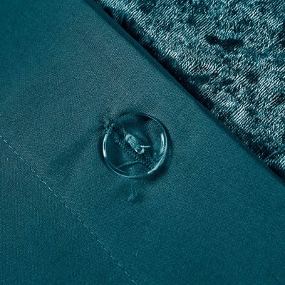 Teal Crushed Velvet Quilted Full/Queen Duvet Set