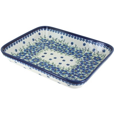 Blue Rose Polish Pottery Kalina Large Rectangular Baker