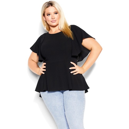 Women's Plus Size Romantic Mood Top - Black