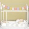 Twin Size Metal Bed House Bed Frame with Fence, for Kids, Teens, Girls, Boys, Pink - 2 of 4