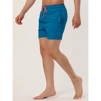 Lars Amadeus Men's Summer Cool Solid Color Drawstring Waist Beach Swimming Trunks 2 Packs Dusty Blue/Orange 32 — фото 2