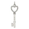 Black Bow Jewelry Rhodium Plated Sterling Silver and CZ Encrusted Heart Key Pendant - 3 of 4