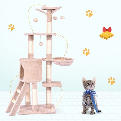 Beige 56'' Cat Tree with Sisal Rope and Plush