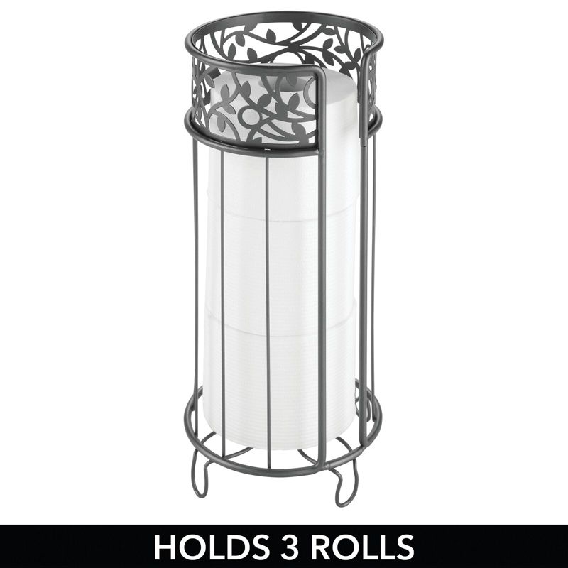 mDesign Metal Toilet Paper Holder Stand - Storage for 3 Rolls, 3 of 6