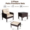 COWLOWN Beige Accented Outdoor Furniture Set, High Back Swivel Chairs, Brown Wicker Sofa for Porch, Backyard - 4 of 4