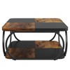 HTUTWOO 39” Square Coffee Table With 2 Tiers, Modern Farmhouse Coffee Table With Wood Storage Shelf Metal Curved Frame For Living Room - 4 of 4